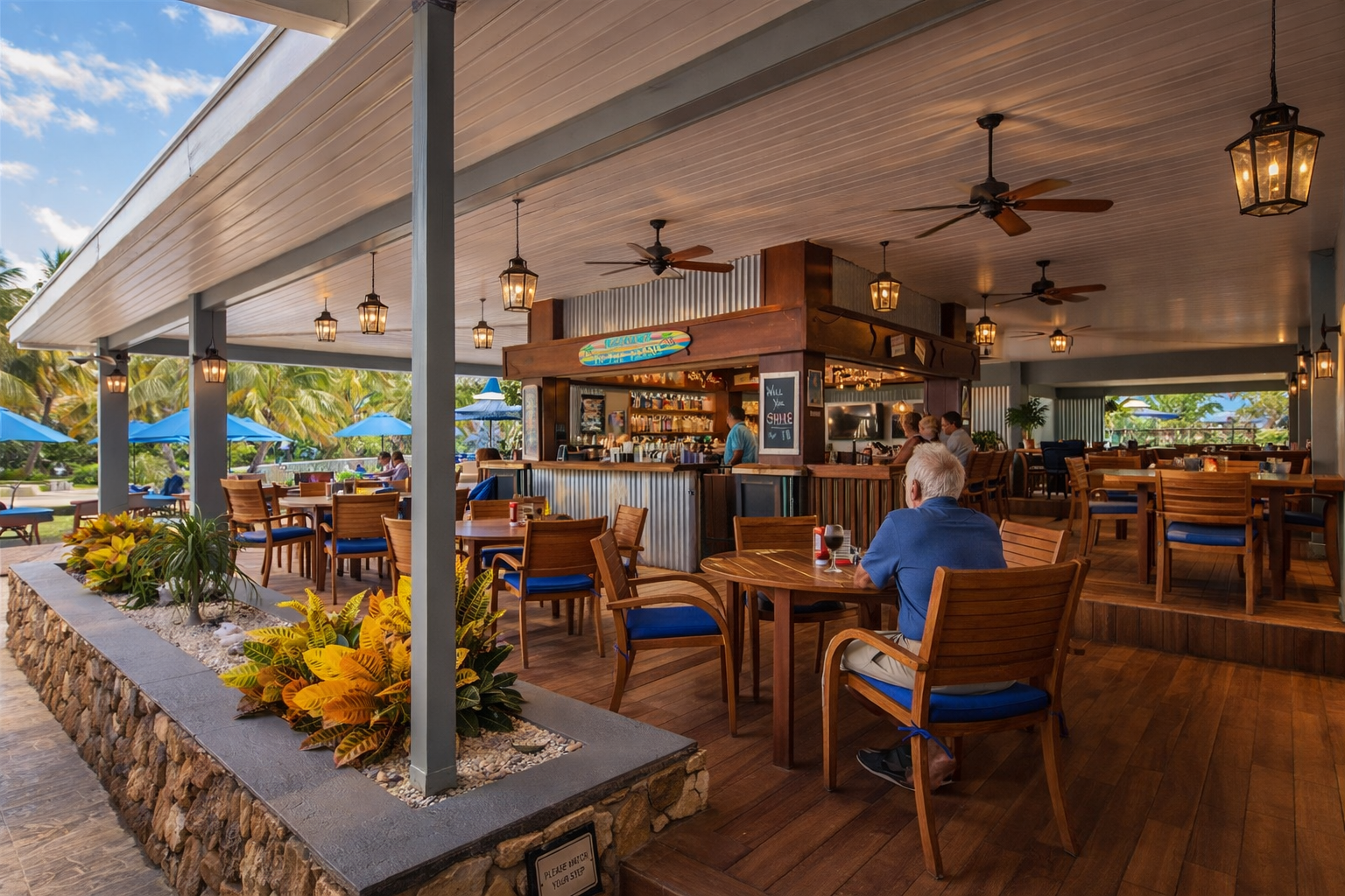 Restaurant and bar at Palms Resort & Beach, St. Croix